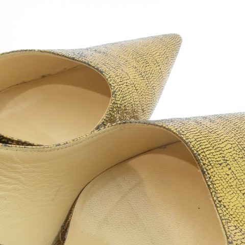 【中古】ジミーチュウ JIMMY CHOO パンプス ピンヒール ポインテッドトゥ メタリック 37 23.5cm ブロンズゴールド