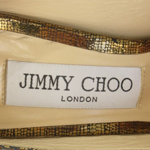 【中古】ジミーチュウ JIMMY CHOO パンプス ピンヒール ポインテッドトゥ メタリック 37 23.5cm ブロンズゴールド