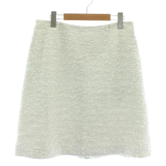 【中古】未使用品 フォクシー FOXEY 台形スカート ツイード ひざ丈 42 L 白 ホワイト /XZ ■GY19 レディース