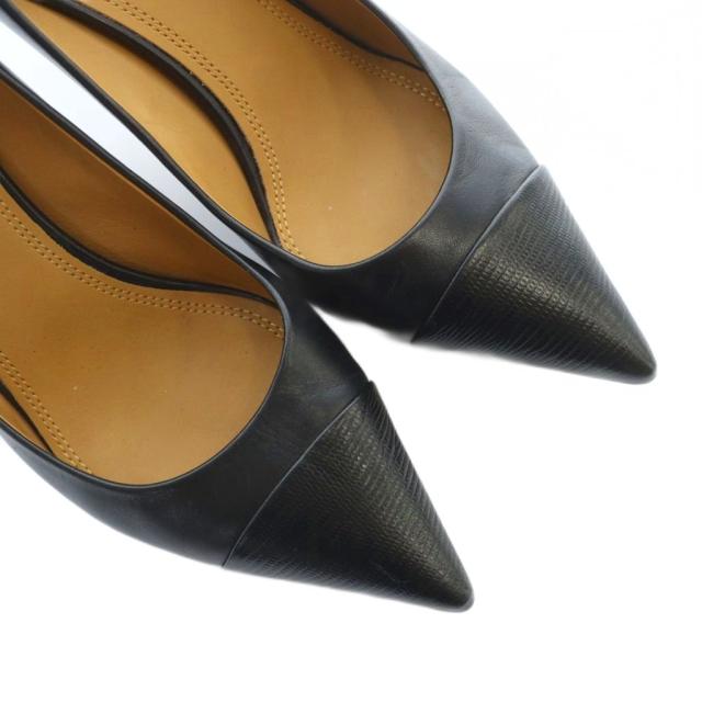 【中古】トリーバーチ TORY BURCH パンプス レザー 切替 ポインテッドトゥ ロゴ 5.5 22.5cm 黒 ブラック ■GY19 /MQ