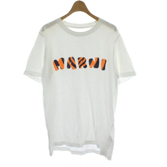 【中古】マルニ MARNI 22SS ロゴクルーネック Tシャツ カットソー 半袖 50 白 ホワイト ストライプ柄 HUMU0170P1 /PP ■GY19 メンズ
