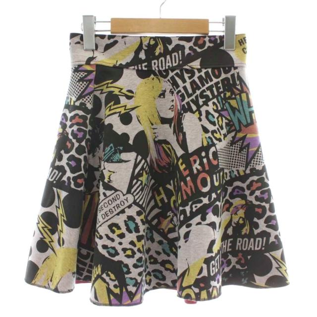 【中古】ヒステリックグラマー HYSTERIC GLAMOUR フレアスカート ミニ アメコミ柄 総柄 S マルチカラー /XZ ■GY19
