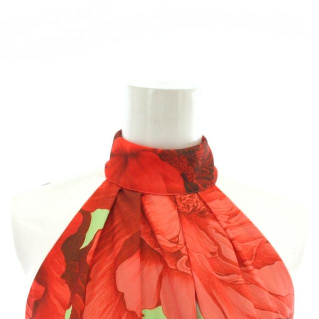 【中古】未使用品 KAREN MILLEN Floral Halter Neck Pleated Midi Dress ワンピース ドレス ロング 花柄 UK6 S 赤 緑 中古】未使用品 KAREN MILLEN Floral Halter Neck Pleated Midi Dress