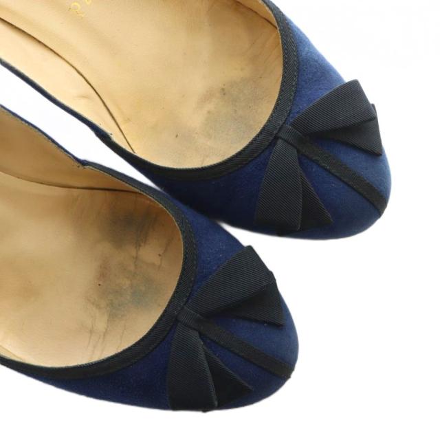 【中古】クリスチャンルブタン Christian louboutin パンプス ハイヒール ロゴ スエード リボン 36.5 23.5cm 青