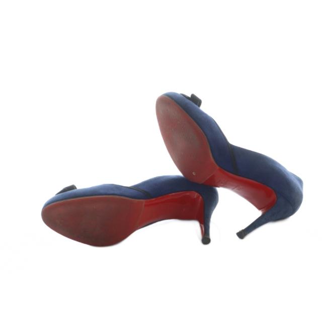 【中古】クリスチャンルブタン Christian louboutin パンプス ハイヒール ロゴ スエード リボン 36.5 23.5cm 青