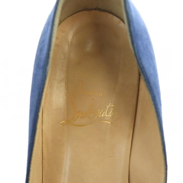 【中古】クリスチャンルブタン Christian louboutin パンプス ハイヒール ロゴ スエード リボン 36.5 23.5cm 青