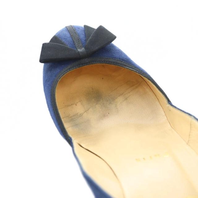 【中古】クリスチャンルブタン Christian louboutin パンプス ハイヒール ロゴ スエード リボン 36.5 23.5cm 青