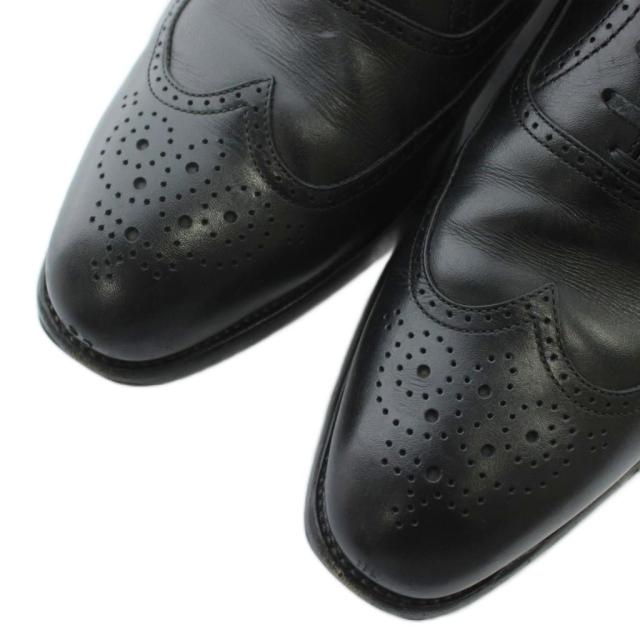 【中古】SCOTCH GRAIN ビジネスシューズ ドレス 革靴 レザー メダリオン ウイングチップ 内羽根 24.5cm 黒 F-0255