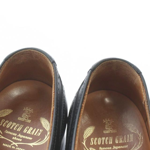 【中古】SCOTCH GRAIN ビジネスシューズ ドレス 革靴 レザー メダリオン ウイングチップ 内羽根 24.5cm 黒 F-0255