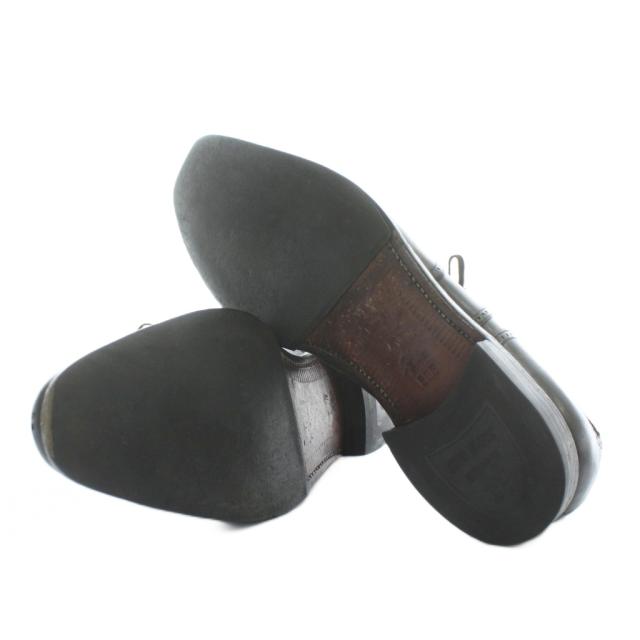 【中古】SCOTCH GRAIN ビジネスシューズ ドレス 革靴 レザー メダリオン ウイングチップ 内羽根 24.5cm 黒 F-0255