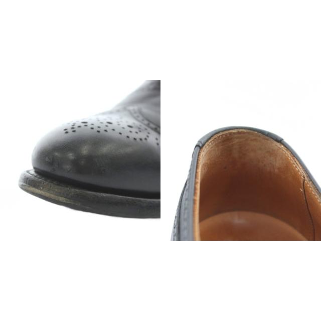 【中古】SCOTCH GRAIN ビジネスシューズ ドレス 革靴 レザー メダリオン ウイングチップ 内羽根 24.5cm 黒 F-0255