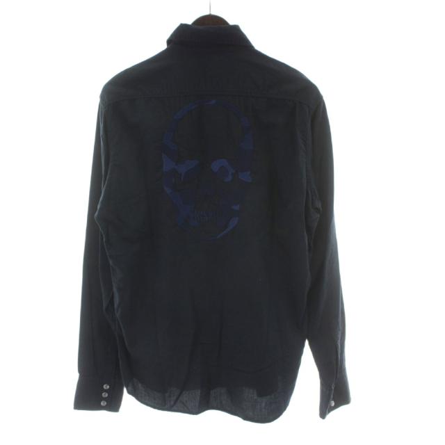 【中古】ルシアンペラフィネ LUCIEN PELLAT-FINET ウエスタンシャツ S ネイビー 紺色 スナップボタン 刺繍 スカル