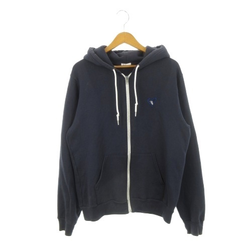 【中古】ロンハーマン Ron Herman ジップパーカー ジャケット スウェット 裏起毛 ハート ロゴ ワンポイント 紺