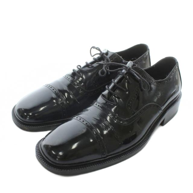 【中古】グッチ GUCCI ビジネスシューズ ドレス 革靴 エナメル ラウンドトゥ ストレートチップ 9D 28cm 黒 ブラック