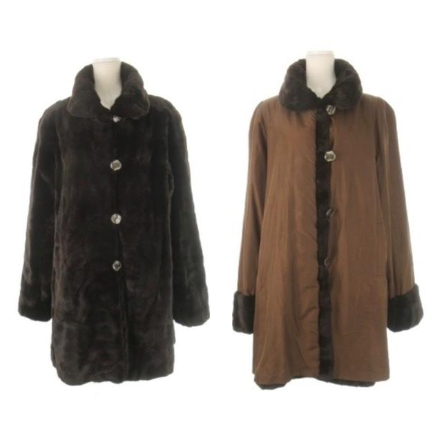 【中古】Fond MOON BAT ミンクコート リバーシブル シェアードミンク シルク 絹 毛皮 F 茶 ブラウン /CK16 ■GY44