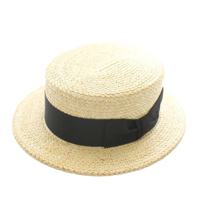 【中古】PONTE RIALTO VENICE イタリア製 ムギ100% カンカン帽 麦わら帽子 ハット リボン 59 ベージュ メンズ