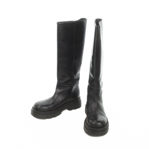 【中古】ペリーコ PELLICO SUNNY VENUS ロングブーツ レザー タンクソール 37 23.5cm 黒 ブラック /AH5 ■GY44