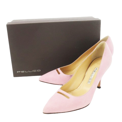 【中古】ペリーコ PELLICO ANDREA パンプス ハイヒール ポインテッドトゥ スエード 36.5 23.5cm ピンク /CK24