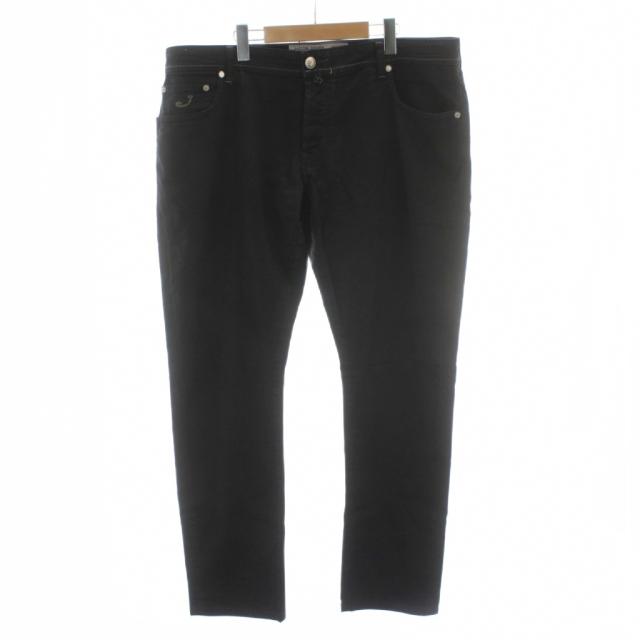 【中古】ヤコブコーエン JACOB COHEN プレビュー Preview パンツ ストレートボタンフライ ボトムス 42 黒 ブラック