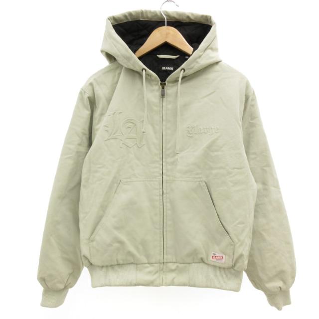 【中古】エクストララージ X-LARGE ボンバージャケット パーカー ブルゾン フード付き LA エンボス S グレー /JS