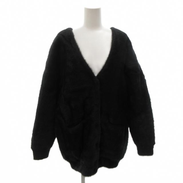 【中古】ティーバイアレキサンダーワン T by Alexanderwang カーディガン 裏地 キルティング フェイクファー 0 黒