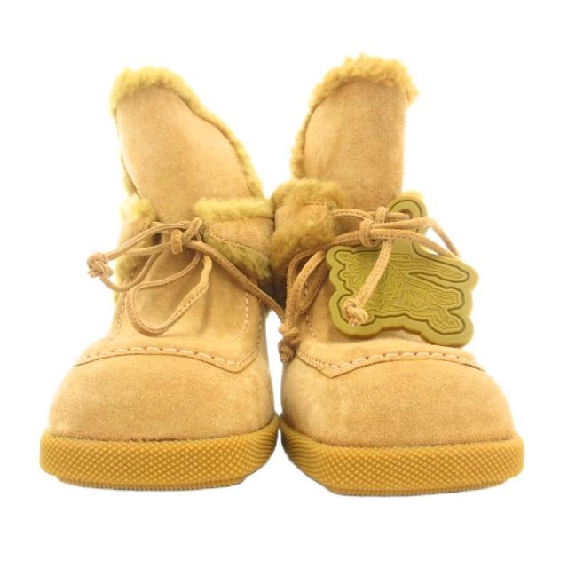 【中古】バーバリー BURBERRY 美品 Highland スエードミュール パンプス 37 裏ボア スクエアトゥ ベージュ /AE_2