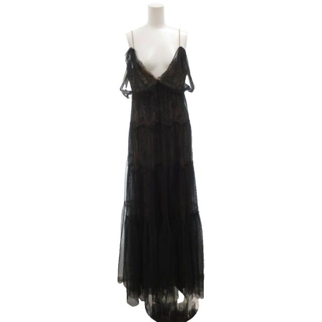 【中古】ビーシービージーマックスアズリア BCBGMAXAZRIA チュールドレス ワンピース マキシ 4 ブラック ベージュ