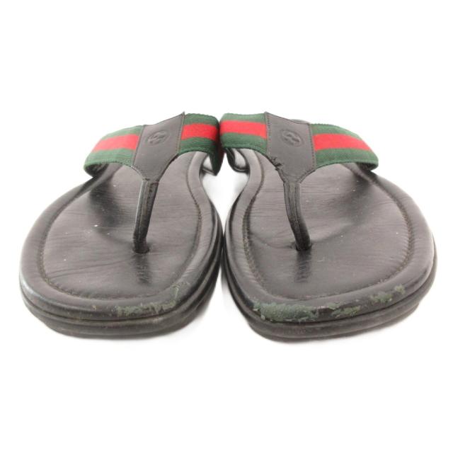 【中古】グッチ GUCCI 429362 トングサンダル ビーサン シェリーライン レザー 10 31 黒 ブラック /JS ■GY03_1