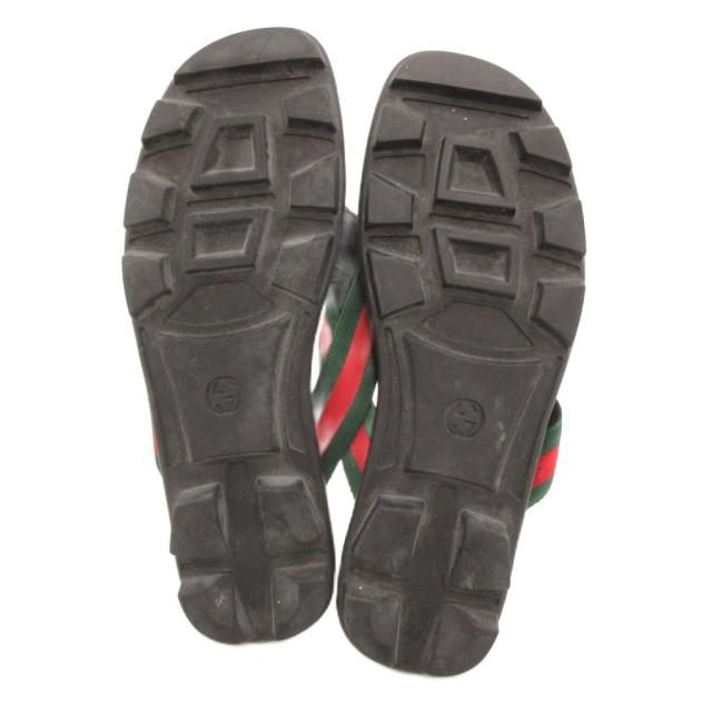 【中古】グッチ GUCCI 429362 トングサンダル ビーサン シェリーライン レザー 10 31 黒 ブラック /JS ■GY03_4