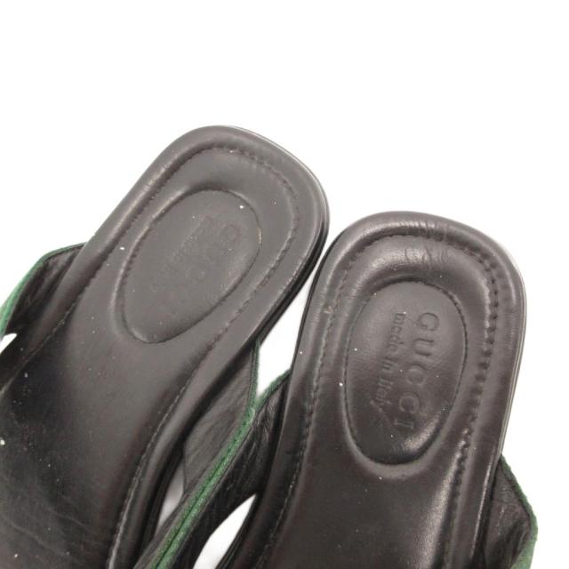 【中古】グッチ GUCCI 429362 トングサンダル ビーサン シェリーライン レザー 10 31 黒 ブラック /JS ■GY03_5