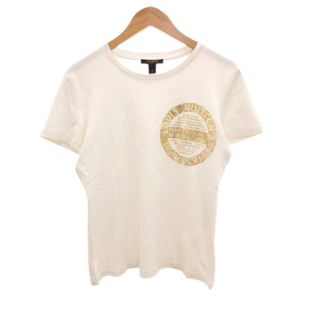 【中古】ルイヴィトン LOUIS VUITTON PW201W TWD FGTS15 Tシャツ 半袖 プリント L 白 ホワイト ゴールドカラー /JS