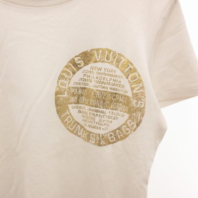 【中古】ルイヴィトン LOUIS VUITTON PW201W TWD FGTS15 Tシャツ 半袖 プリント L 白 ホワイト ゴールドカラー /JS_4