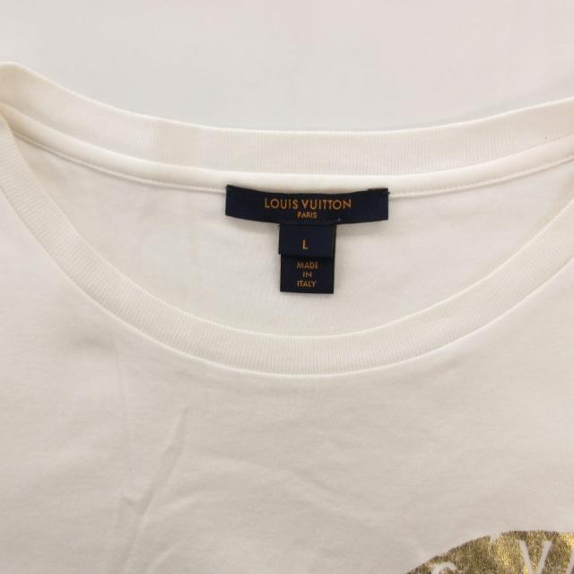 【中古】ルイヴィトン LOUIS VUITTON PW201W TWD FGTS15 Tシャツ 半袖 プリント L 白 ホワイト ゴールドカラー /JS_5