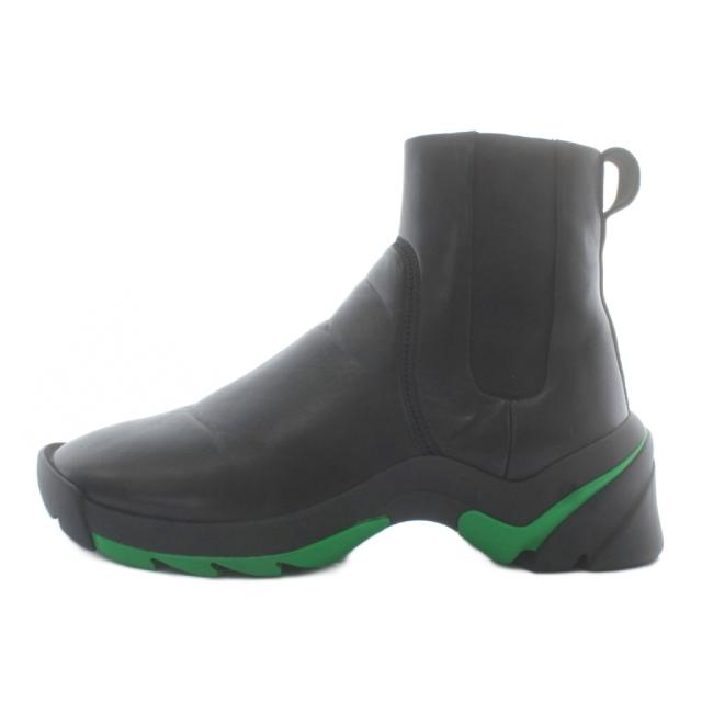 【中古】BOTTEGA VENETA 23SS FLASH Stivale Nero チェルシーブーツ ショート レザー サイドゴア 厚底 40 25?p 黒 緑_1