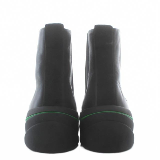 【中古】BOTTEGA VENETA 23SS FLASH Stivale Nero チェルシーブーツ ショート レザー サイドゴア 厚底 40 25?p 黒 緑_4