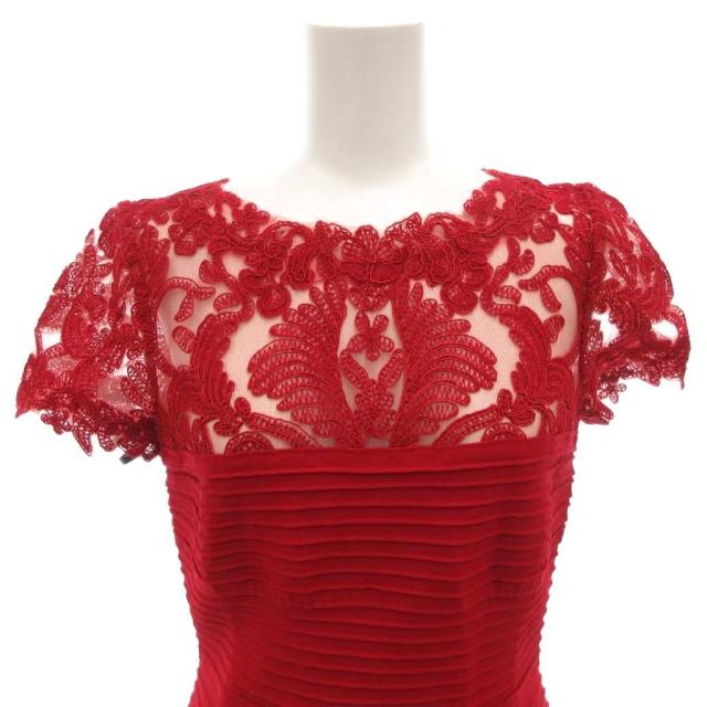 【中古】タダシショージ TADASHI SHOJI ワンピース レース チュール XS 赤 レッド 半袖 ひざ丈 /FF ■GY19