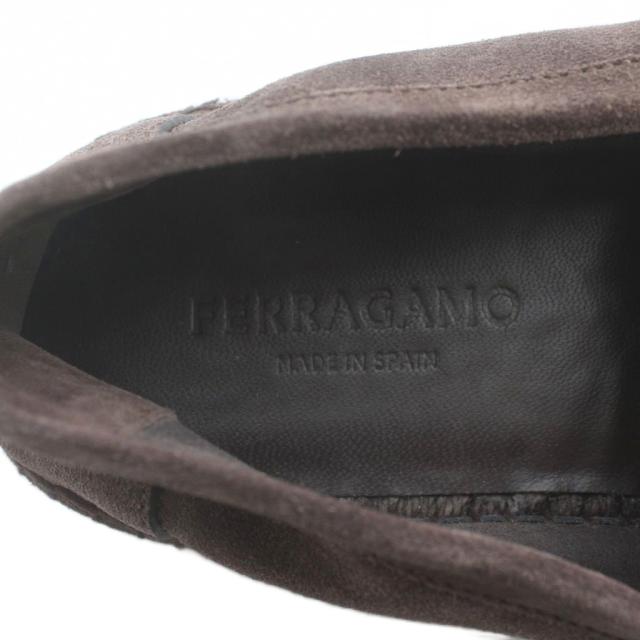 【中古】Salvatore Ferragamo ローファー スリッポン スエード エスパドリーユ スクエアトゥ ロゴ 10 28cm 茶色