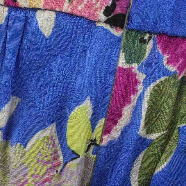 【中古】セザンヌ SEZANE ワンピース ドレス ロング 38 青 ブルー マルチカラー 花柄 Vネック 七分袖_6