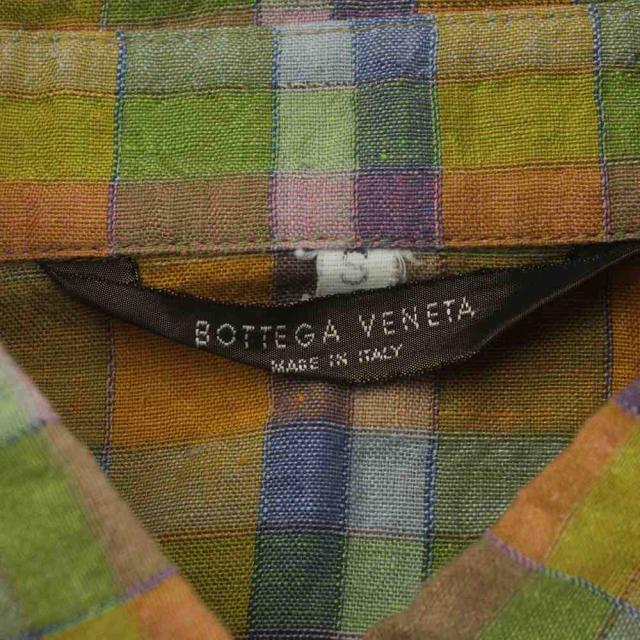 【中古】ボッテガヴェネタ BOTTEGA VENETA シャツ ブラウス 麻 リネン S 黄 イエロー マルチカラー チェック柄_5
