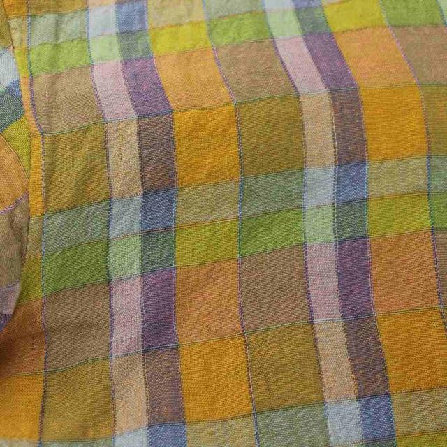 【中古】ボッテガヴェネタ BOTTEGA VENETA シャツ ブラウス 麻 リネン S 黄 イエロー マルチカラー チェック柄_7