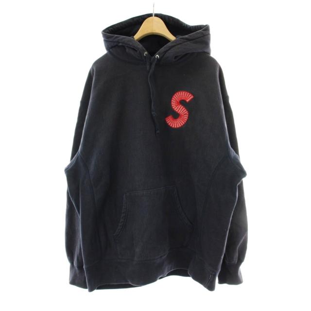 【中古】シュプリーム SUPREME 20AW S LOGO HOODED SWEATSHIRT フーディー パーカー L ネイビー 紺色 Sロゴ刺繍