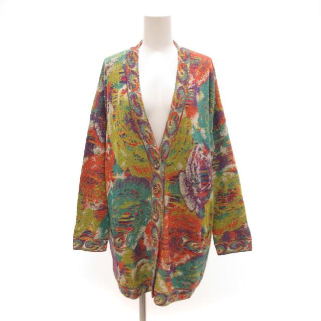 【中古】ミッソーニ MISSONI カーディガン ニット マーブル 花柄 S マルチカラー /JS ■GY44 レディース