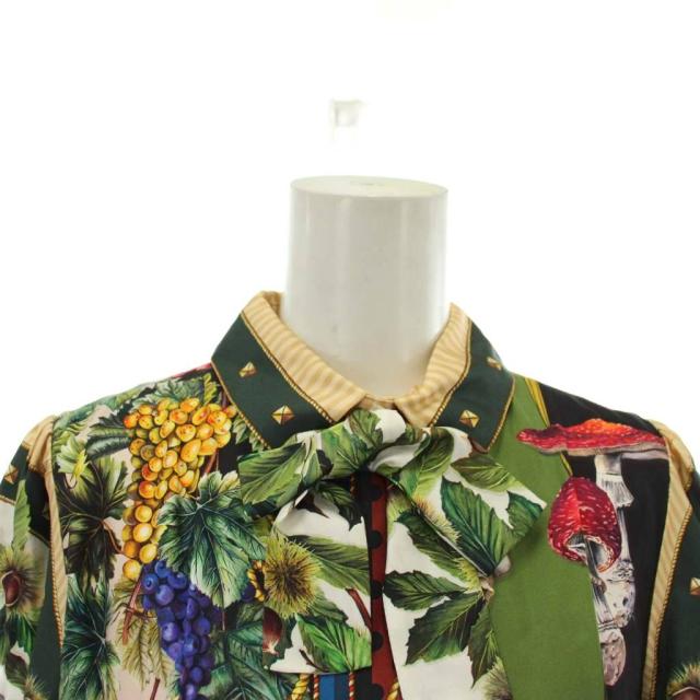 【中古】DOLCE&GABBANA 21AW シャツワンピース キッズ 子供服 シルク 長袖 ロング 総柄 132-143?p マルチカラー_4