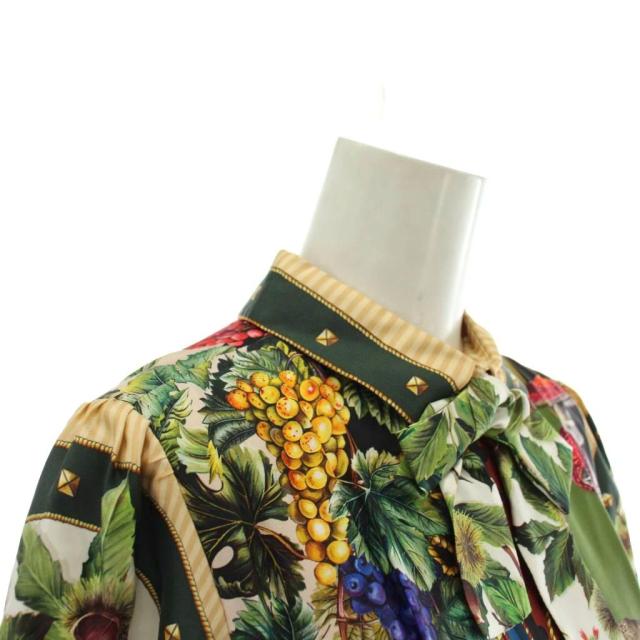 【中古】DOLCE&GABBANA 21AW シャツワンピース キッズ 子供服 シルク 長袖 ロング 総柄 132-143?p マルチカラー_5