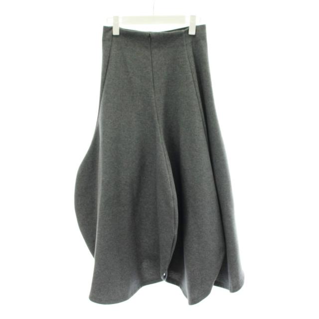 【中古】ナゴンスタンス nagonstans 23AW ダンボール ラウンドスカート rounded skirt S グレー 無地 ラウンドヘム_1