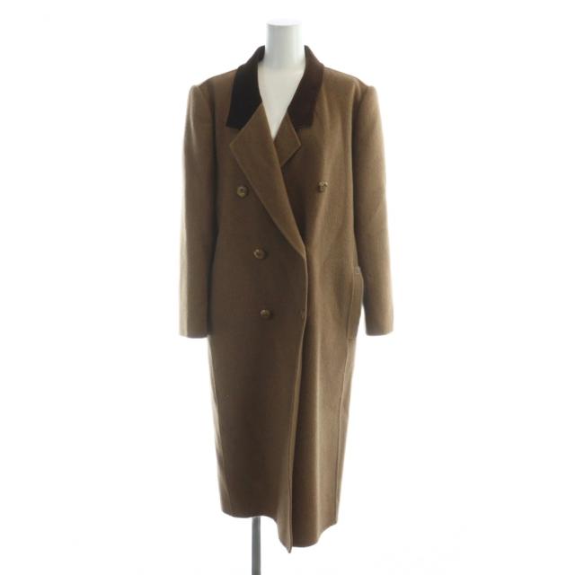 【中古】レリアン Leilian カシミヤ100% チェスター コート ロング ダブル 9 茶 ブラウン ■GY44 /MQ レディース