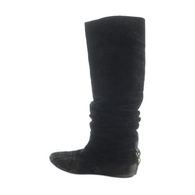 【中古】クリスチャンディオール Christian Dior ロングブーツ スエード カナージュ Dロゴチャーム 37.5 23.5-24cm