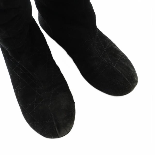 【中古】クリスチャンディオール Christian Dior ロングブーツ スエード カナージュ Dロゴチャーム 37.5 23.5-24cm_3