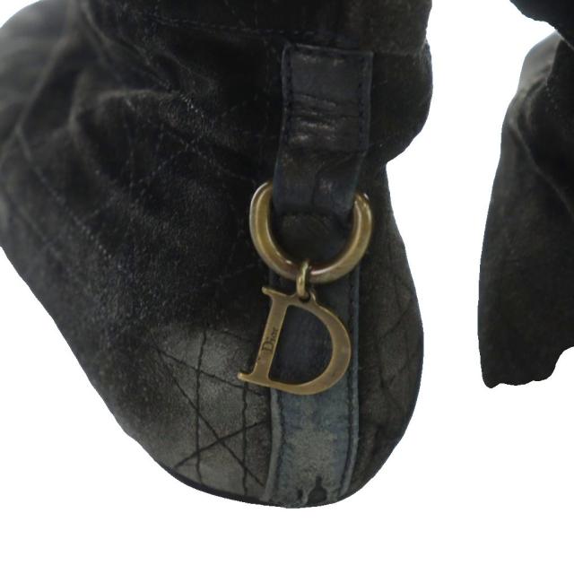 【中古】クリスチャンディオール Christian Dior ロングブーツ スエード カナージュ Dロゴチャーム 37.5 23.5-24cm_5