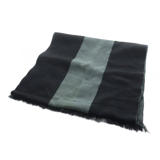 【中古】グッチ GUCCI マフラー GG バイカラー フリンジ ロゴ 黒 ブラック ■GY04 /MQ ■OH メンズ